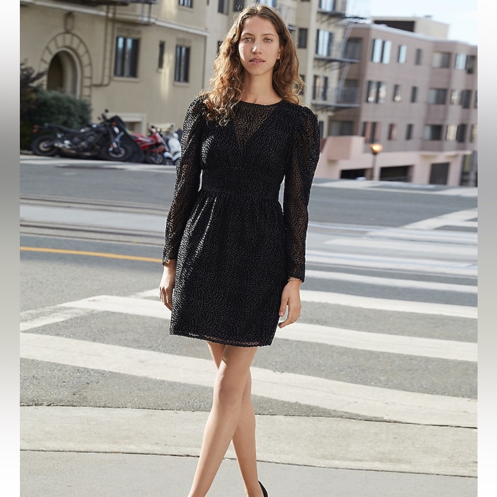 Black mini dress with velvet dots? New with tags